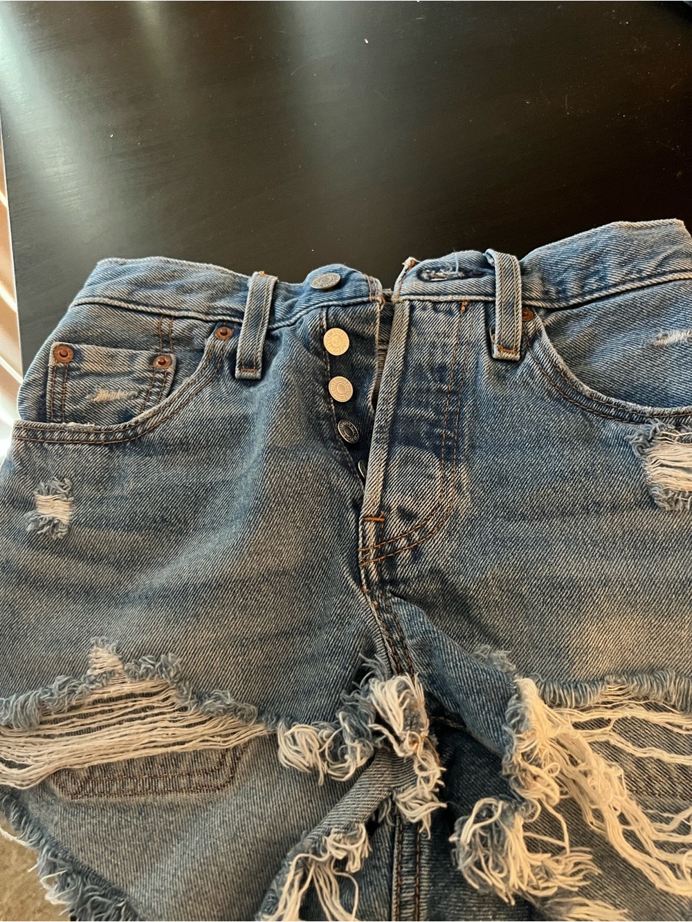 Women’s Distressed Light Blue Denim Jean Shorts